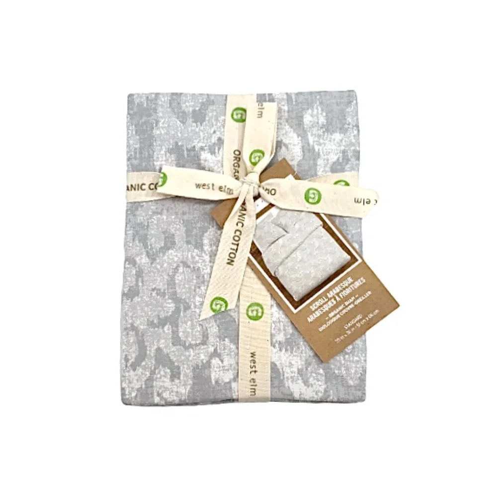 West Elm Gray Organic Scroll Arabesque Print Standard Sham